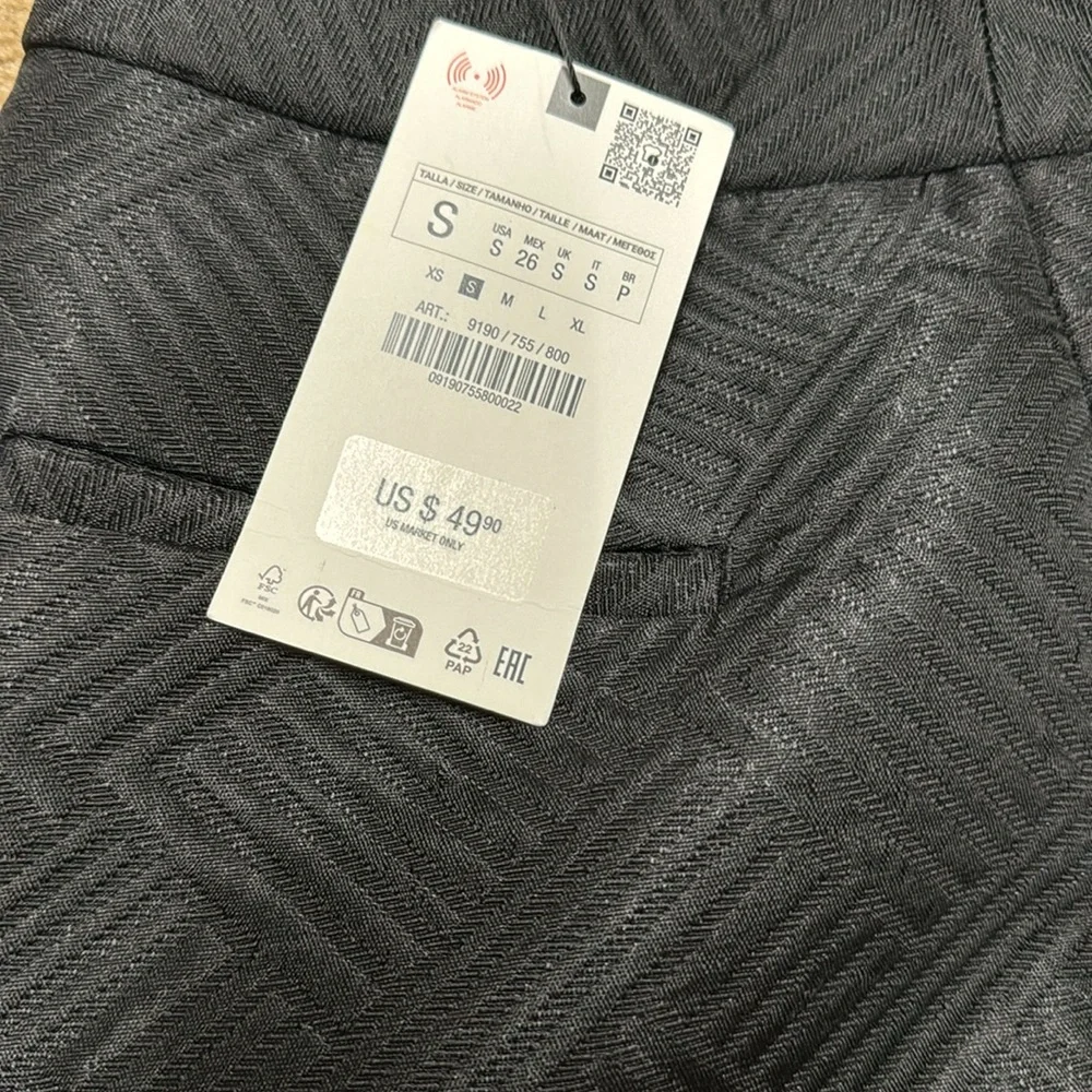 Zara women textured suit straight pants. Small. NWT! - Picture 3 of 6
